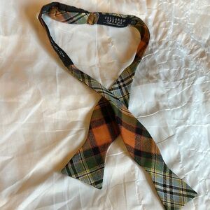Plaid Bow Tie - Orange and Green 100% wool